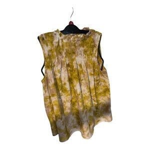 Joie Mustard Tie-Dye Sleeveless Blouse